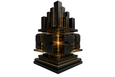 Layered black and gold architecture representing ERP integration, eInvoicing readiness and market insertion.