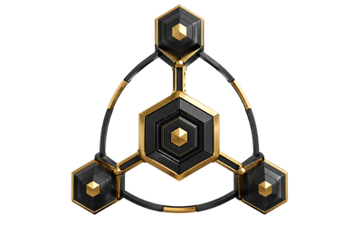 Abstract black and gold geometric structure representing platform SLA governance, coordinated oversight and structured infrastructure control.