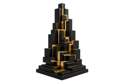 Black and gold abstract infrastructure representing route caching, optimised queries and sub-second Laravel performance.